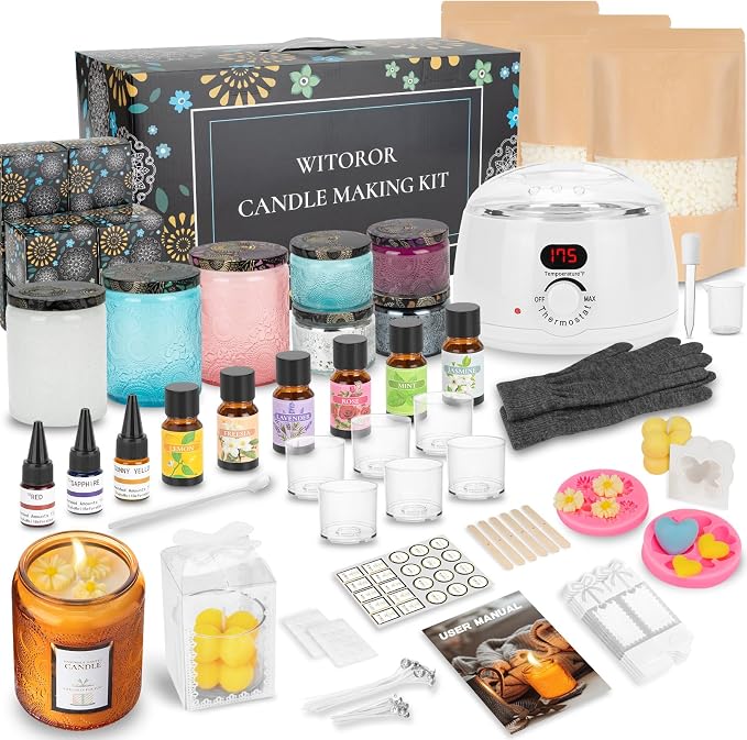 WITOROR Candle Making Kit, Scented Candles Making Kit Supplies with Digital Soy Wax Melt Warmer Candle Making Complete Kit for Adults Beginners DIY Starters