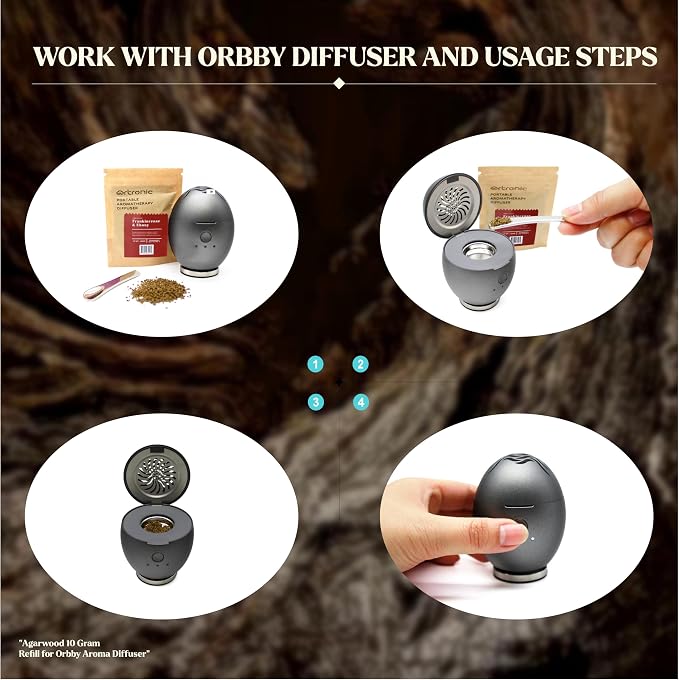 Aroma Diffuser-Compatible Scent Granule Starter Kit: Agarwood,10g, Anxiety Relief Items,Sleep Well, Refills for Orbby Incense Burner
