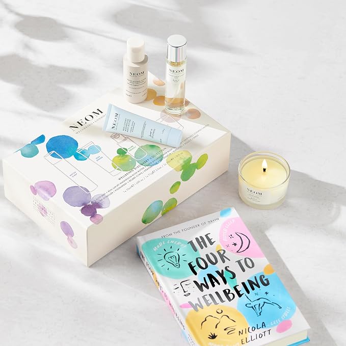 NEOM- Wellbeing Discovery Collection | Perfect Night's Sleep Pillow Mist, Happiness Travel Candle, Real Luxury Magnesium Body Butter & Super Shower Power Cleanser | Gift Set
