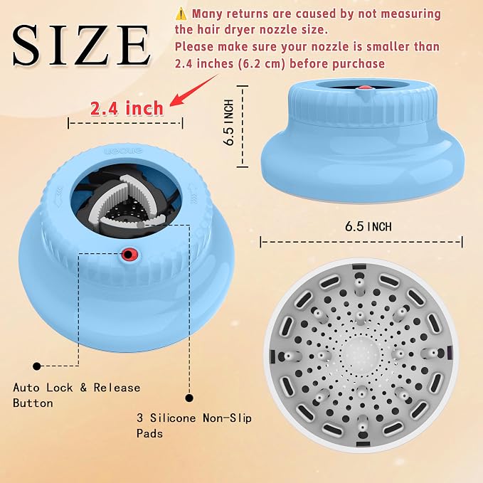 Universal Portable Blow Dryer Diffuser for Curly and Natural Wavy Hair, Hair Dryer Diffuser for Curly and Natural Wavy Hair (Light blue)
