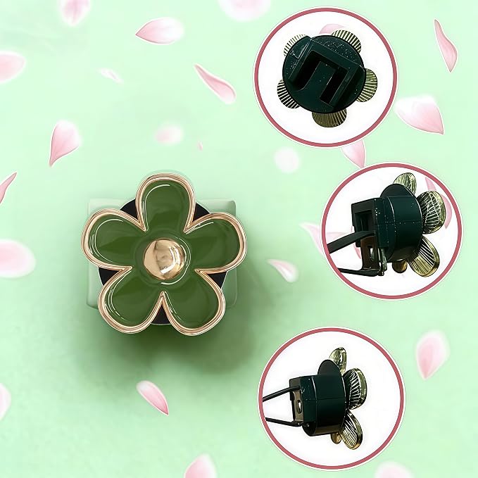 6Pcs Green Daisy Car Air Vent Clips, 2 Sizes Sage & Olive Green Flower Air Fresheners, Refillable Diffuser & Cute Dashboard Decor Accessories for Women & Girls