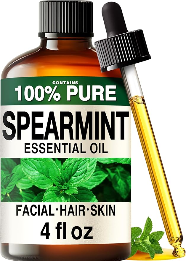 100% Pure Spearmint Oil - 4 Fl Oz Spearmint Essential Oil for Hair, Skin, Diffuser, Aromatherapy & DIY Soap Making Scent