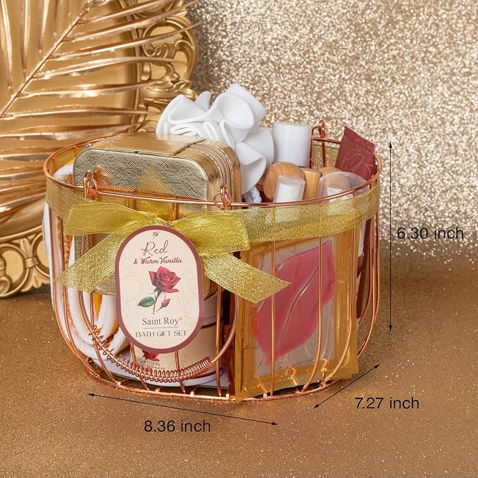 Mothers Day Gifts for Women, 23Pcs Bath and Body Gift for Women, Vanilla Rose Spa Gift Basket, Bath Gift, Spa Gift Kit, Home Spa Self Care, Necklace, Birthday, Christmas, Bridal Shower, Anniversary