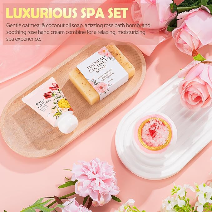 Gifts for Women, 9pcs Happy Birthday Gifts for Women, Christmas Ideas Mothers Day Gift Baskets Unique Rose Self Care Set Valentines Day Gift for Her Mom Sister Wife Friend Friendship Teacher