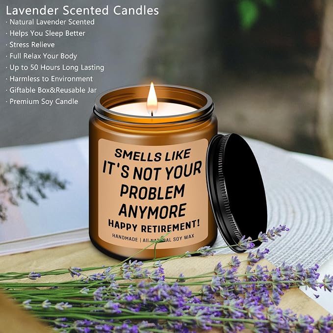 Homsolver Retirement Gift for Woman, Men, 2026 Funny Retirement Gifts for Women, Men, Friends, Work Bestie, Teachers, Coworkers, Happy Funny Retired Candle Gifts