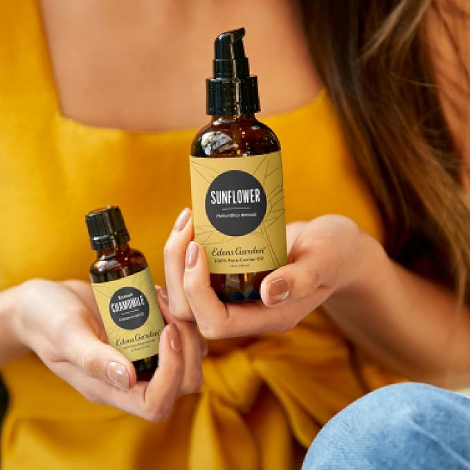 Edens Garden Sunflower Carrier Oil- 100% Pure Premium Cold Pressed & Hexane Free, Natural Moisturizer for Face, Skin, Hair & Nails, Men & Women, Massage & Diluting Essential Oils 118 ml (4 fl oz)