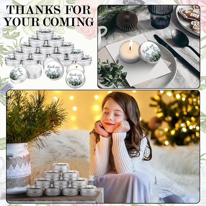 MTLEE 50 Pcs Woodland Wedding Candles Gift Favors for Guests 1 Oz Lavender Scented Soy Wax Aromatherapy Candle Favors for Bridal Shower Rustic Wedding Party Guests(Forest)