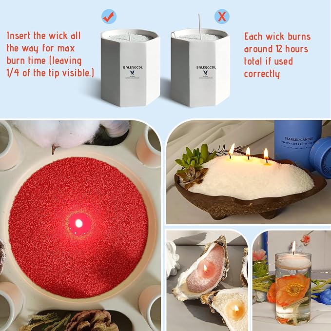 Red Pearled Candle, 18 Oz Red Camellia Scented Candle, 30 Wicks, 120H Clean Burning Refillable Wax for DIY Lover’s Gifts