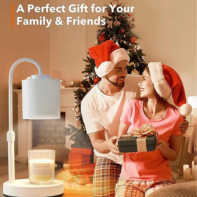 CASTLELIFE Candle Warmer Lamp with Timer & Dimmer, Height Adjustable Electric Wax Melt Warmer for Jar Candles, Gifts for Mom Home Decor, White