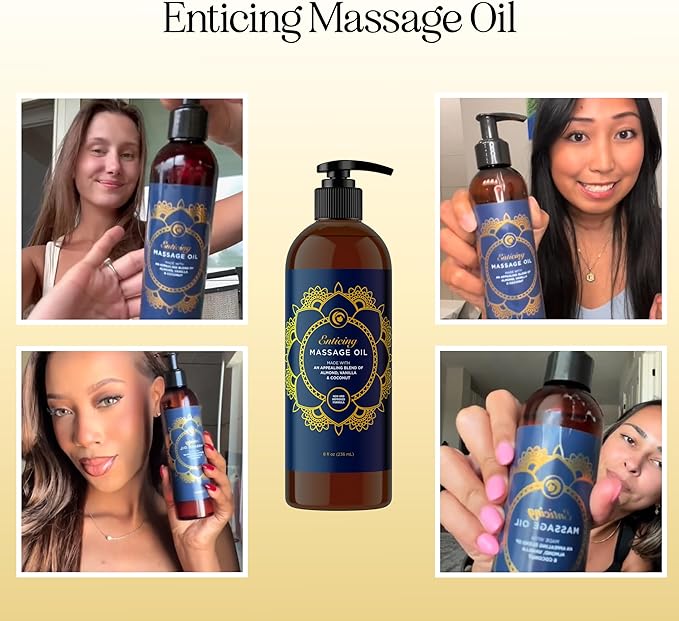 Luxurious Vanilla Massage Oil for Couples - Easy Glide Non Greasy Sweet Vanilla Sensual Massage Oils for Date Night with Silky Smooth Sweet Almond Oil Coconut and Jojoba - Vegan Non GMO & Gluten Free