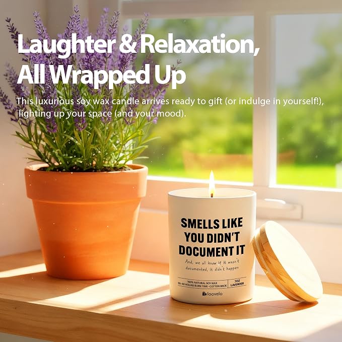 Smells Like You Didn’t Document It Funny Office Gifts for Boss Coworker HR Human Resource Scented Candle Home Office Jar Candle Soy Wax (7 oz, Lavender)