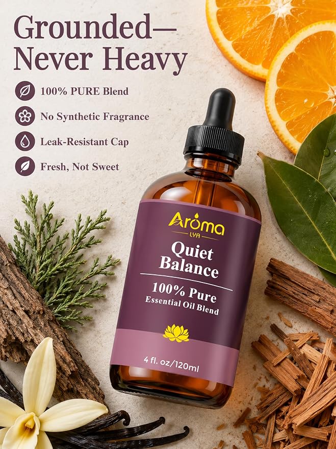 Quiet Balance — A 100% Pure Essential Oil Blend Grounded Woods-and-Resin Blend that Helps Your Space Feel Still, Centered, and Quietly Calm