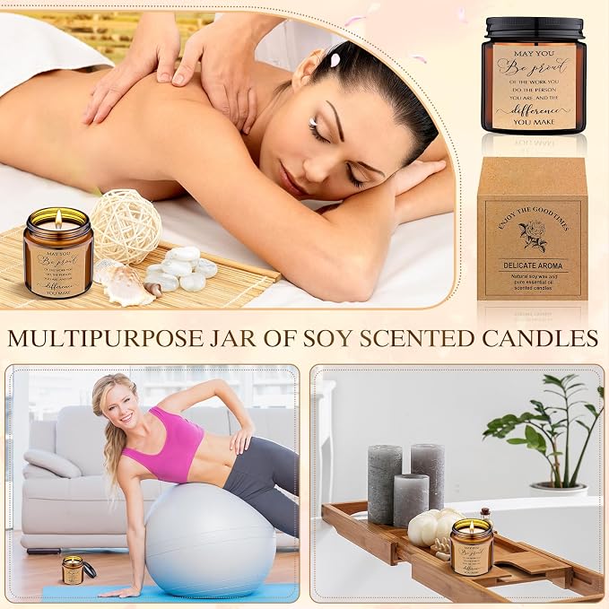 MTLEE 20 Pcs Thank You Gifts Candles 3.5 oz Employee Appreciation Inspirational Scented Soy Wax Candle Thanks Gift for Coworker Women Volunteer Teacher(Classic,Brown)