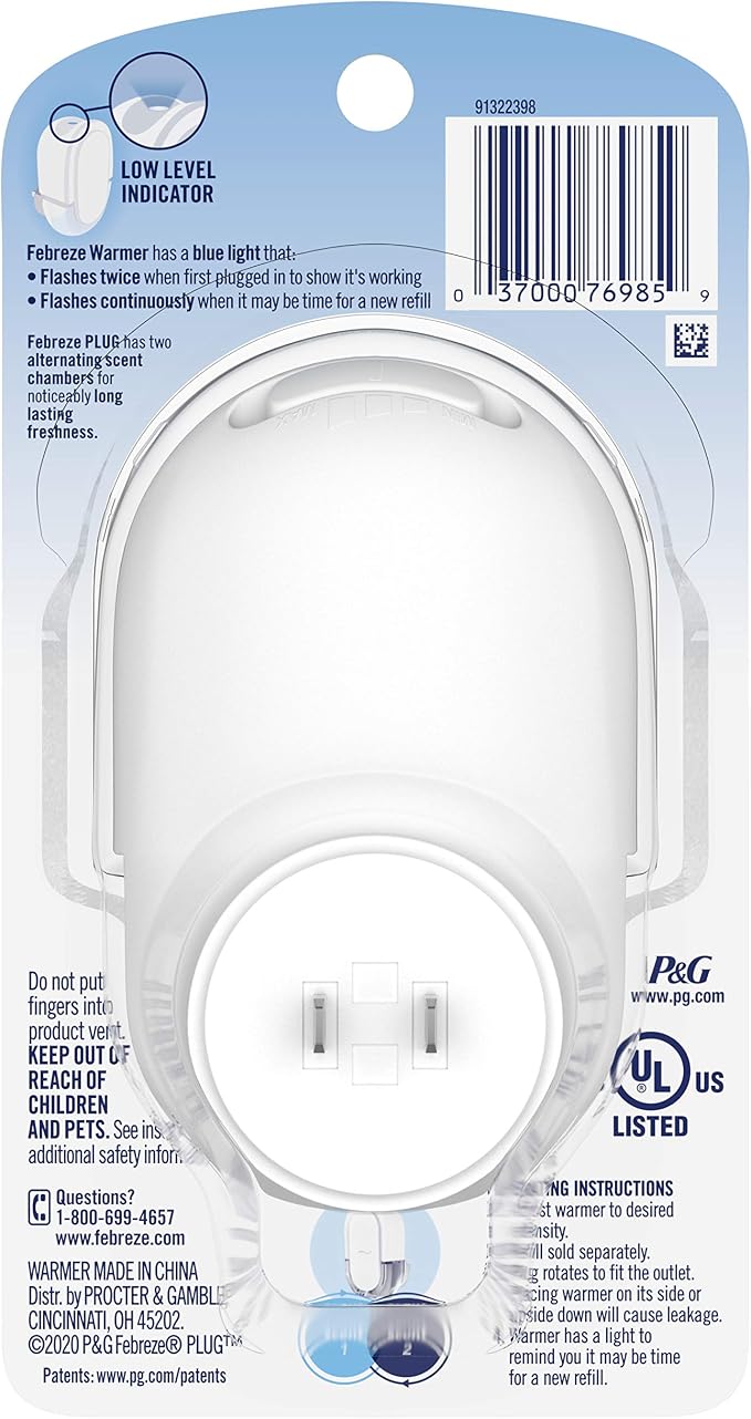 Febreze Plug In Air Freshener Fade Defy Plugs, Scented Oil Warmer- Pack of 4