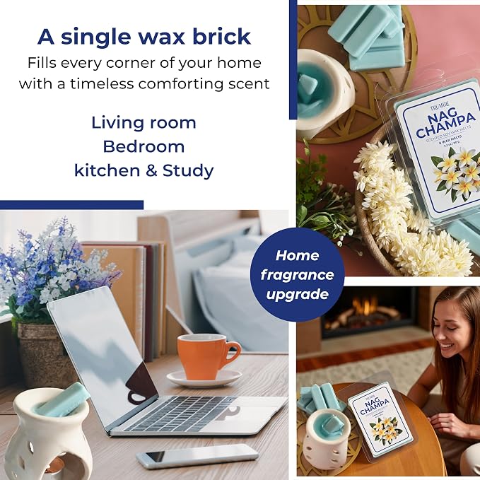 TRUMIRI Nag Champa Scented Wax Melts - Made with Non Toxic Soy Wax and Essential Oils - Long Lasting Strong Scent Pet Safe Aromatherapy Candle Wax Cubes Tarts for Warmers
