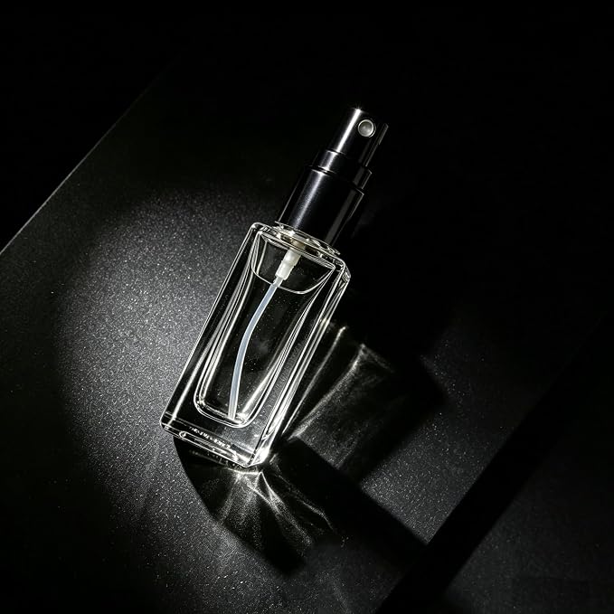 5PCS 5ml Glass Travel Refillable Perfume Bottle,Small Empty Cologne Atomizer with Dispenser Tools, Mini Pocket Spray Bottles For Toiletries and Smple Container (Black Cap 5p)