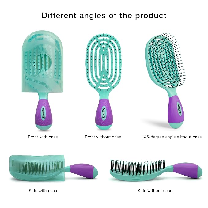 NuWay 4Hair® TravelC® U.S. Patented Single-Curve Scalp Care Travel Brush with Protective Case – Premium Portable Hair Health Tool with Heat-Resistant – Wet & Dry Use (Turquoise)