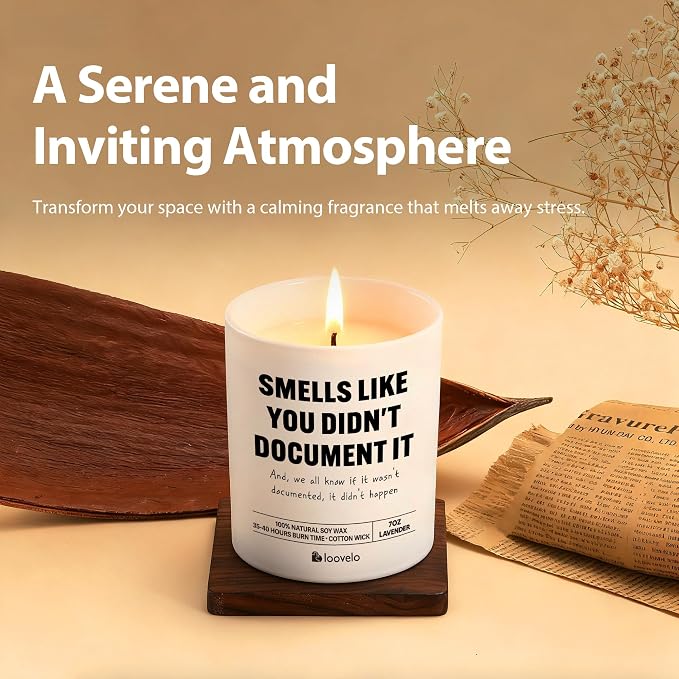 Smells Like You Didn’t Document It Funny Office Gifts for Boss Coworker HR Human Resource Scented Candle Home Office Jar Candle Soy Wax (7 oz, Lavender)