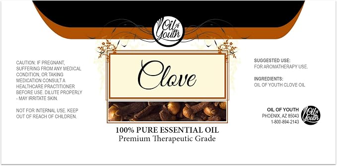 Oil of Youth Clove Essential Oil – Pure Therapeutic Grade Oil for Aromatherapy, Diffuser, Stress Ease, Skin Therapy (16oz Bulk)