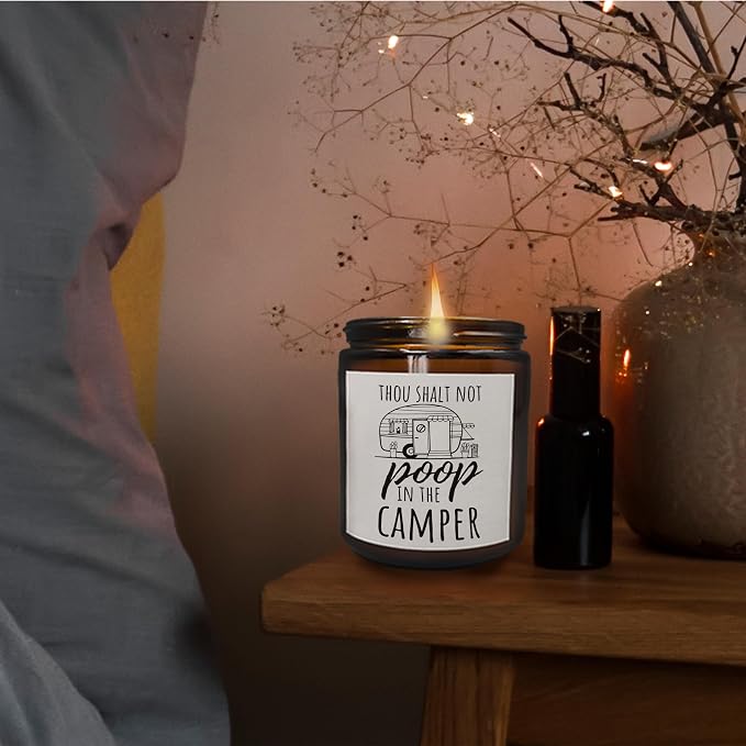 Mancheng-zi Camping Candle Scented, Camping Gifts for Women Men, Campers Gifts, Funny Camping Gifts, Camper Decor, Gifts for Camping Lovers, Thou Shalt Not Poop in The Camper Scented Candle