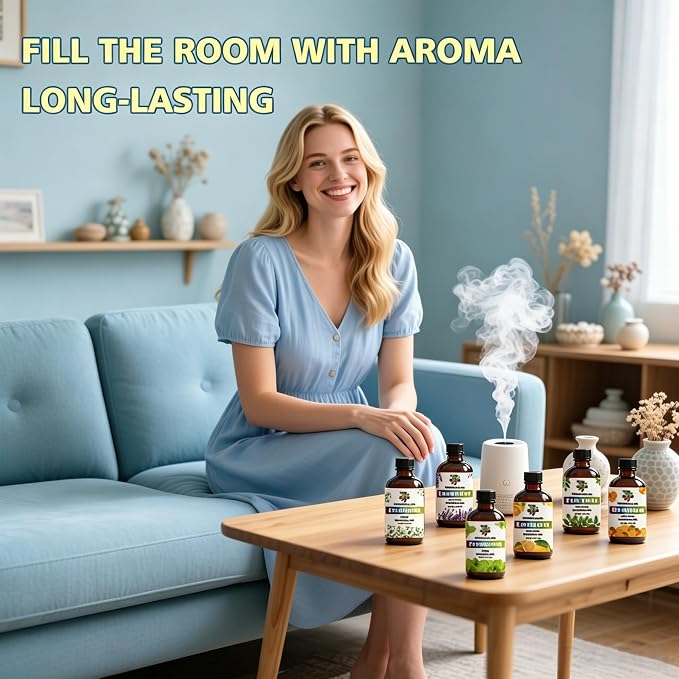 Essential Oil Set – 6 * 4 oz (120 ml) – Lavender, Peppermint, Lemon, Sweet Orange, Tea Tree, Eucalyptus – for Diffuser, Home Fragrance, Cleaning, Yoga, DIY Soap, Candles, Gift – GV77ZF