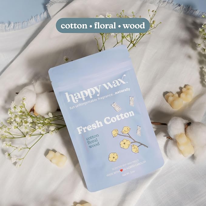Happy Wax Fresh Mix Collection Premium Scented Non-Toxic, Pet-Friendly Wax Melts - 6 oz Set with Cotton, Lemon Verbena, and Calming Lavender Scents