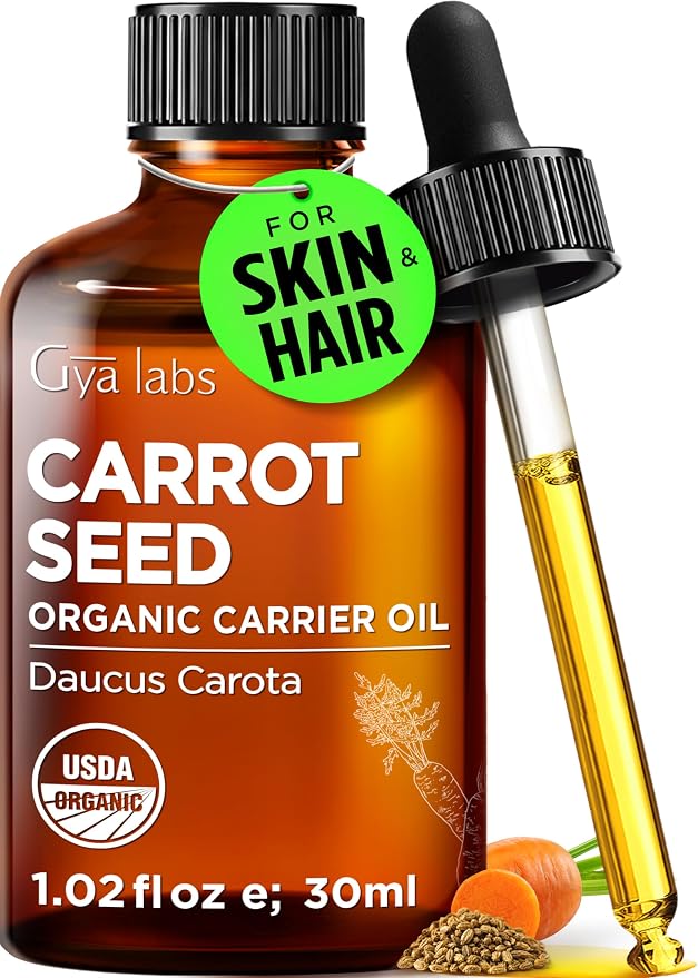 Gya Labs USDA Organic Carrot Seed Oil - 1 Fl Oz - Carrier Oil for Hair, Skin, Face, Scalp & Body Massage