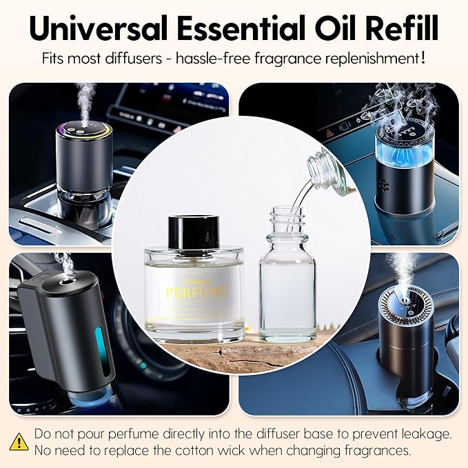 Smart Car Air Freshener Refill 50ml (1.69OZ)- Car Diffuser Perfume Made with Natural Plant Extracts, Essential Oil Refill Compatible with Most Air Diffusers, Long-Lasting Car Fragrance - White Tea