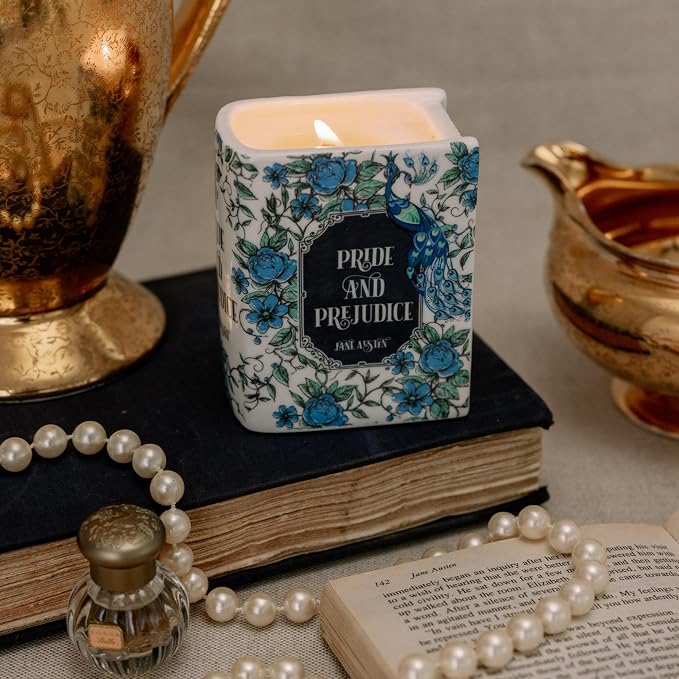 Steel Mill & Co Novelty Shaped Book Theme Scented Candle, 5 oz Candle with Sweet Citrus Notes of Bergamot and Moss, Unique Gift for Book Lovers (Pride and Prejudice)