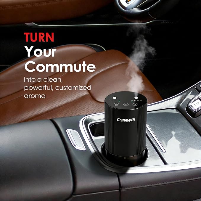 Dual Nozzle Waterless Essential Oil Diffuser for Home Large Room, Car, Office, Portable Battery Operated Aromatherapy Scent Diffusers, Mini Cordless Air Freshener, 5 Timers & 4 Mist Levels