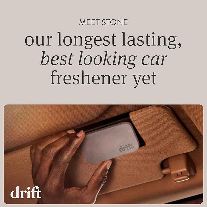 Drift Car Air Freshener - Stone Air Freshener - Car Odor Eliminator - Long Lasting Scent - Auto Accessories - Metal Clip - Variety 3 Pack Starter Kit - Teak, Open Air, Cabana - CLIP INCLUDED