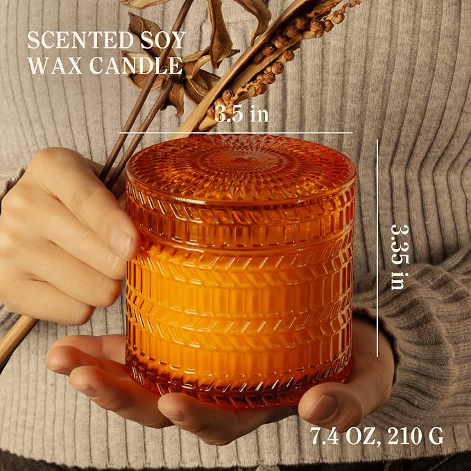 Hidden Label Zesty Bergamot Wood Wick Candle, 7.4oz Soy Wax, Gold Jar, 55H | Uplifting Citrus Scent | Crackling Cherry Wood Wick | 55H Clean Burn Soy Wax | Gold Faceted Decor Jar | Gift-Ready Kraft Box