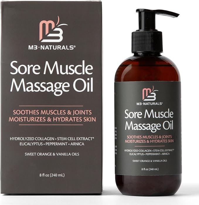 Arnica Sore Muscle Massage Oil with Collagen, Stem Cells, and Menthol, Anti-Cellulite Therapy for Full Body, Fast-Absorbing Multipurpose Treatment by M3