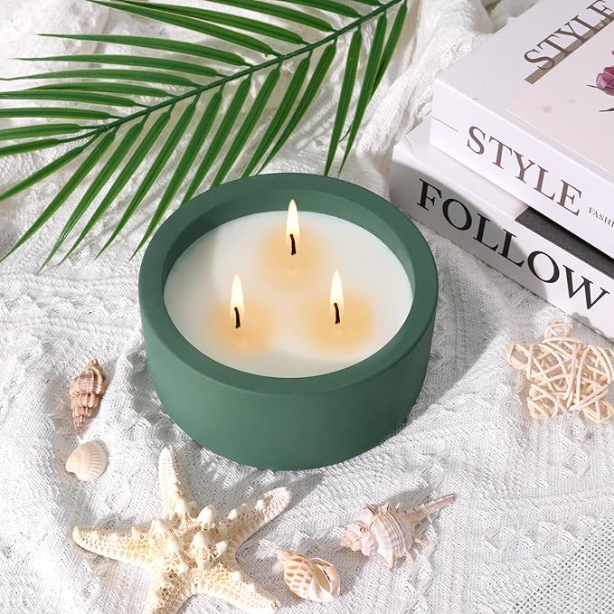 Viyffo 20oz Large Scented Candle - Lemongrass & Bergamot, 3 Wick Home Scented Candle for Women and Men, Non Toxic Soy Candle, Green Ceramic Jar, Luxury Home Fragrance, Room Décor & Birthday Gift