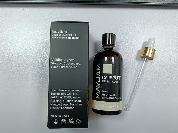 MAYJAM Cajeput Essential Oil, 3.38FL.OZ Pure Essential Oils with Glass Dropper, Large Volume Cajeput Oil, Perfect for Massage, DIY Candle and Soap Making (100ML)