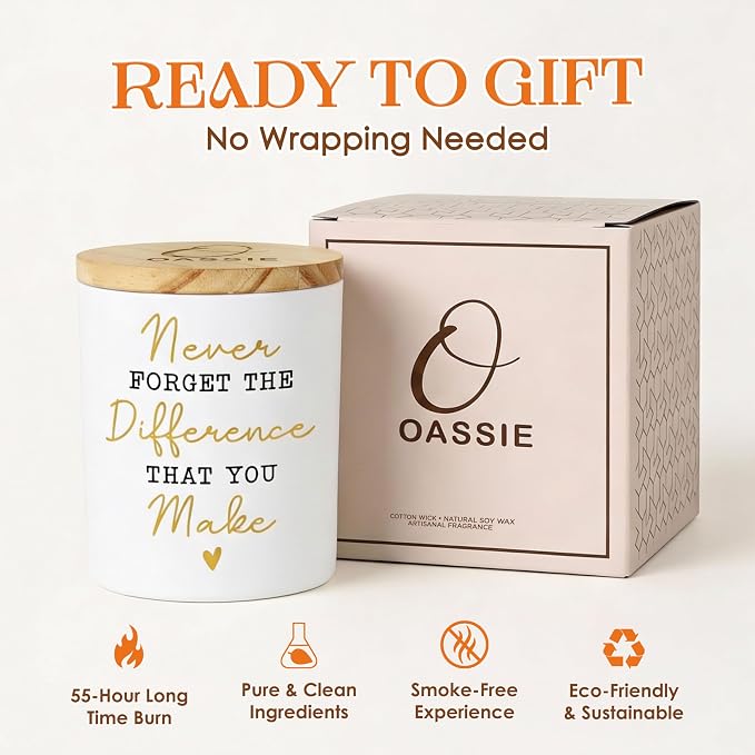 OASSIE Thank You Gifts for Women Men - Vanilla Lavender Candle 10 oz - Inspirational Teachers Farewell Birthday Retirement Nurse Weeks Appreciation Gifts for Women Coworkers Friends Boss Employees