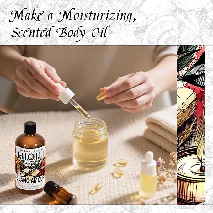 HIQILI Blanc Amour Fragrance Oil - for Candle, Soap & Perfume Making, Inspired by Byrdo Bl.nche, Floral Scent, Add to Body Oil, for Essential Oil Diffuser - 1 Fl Oz