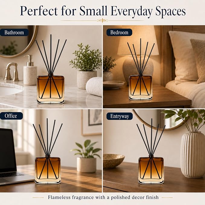 Reed Diffuser Set for Home Fragrance – 100ml Aromatherapy Diffuser with Reed Sticks, Long Lasting Flameless Fragrance for Bedroom, Bathroom & Living Room, Decorative Glass Bottle Home Gift