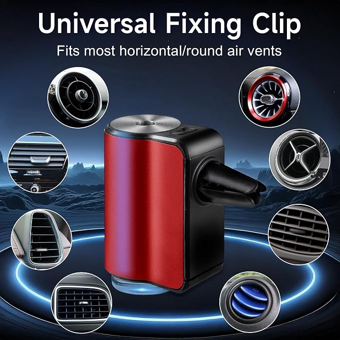 Car Air Freshener Diffuser,Smart Car Aroma Diffuser Air Freshener Spray Automatic with 10PCS Cologne Aromatherapy Oil (red)
