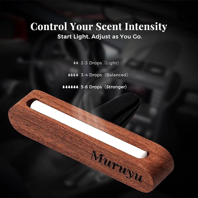 2-Pack Car Diffuser Vent Clip, Non-Electric Essential Oil Air Freshener, Refillable Sapele Wood Design, Customizable Subtle Scent (No Essential Oils)
