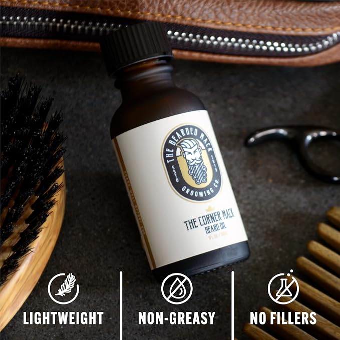 The Bearded Mack – The Corner Mack Signature Beard Oil | Citrus Cologne Scent – Bergamot, Mandarin, Bamboo & Aquatic Notes | Hydrates, Softens & Eliminates Beard Itch | 1oz