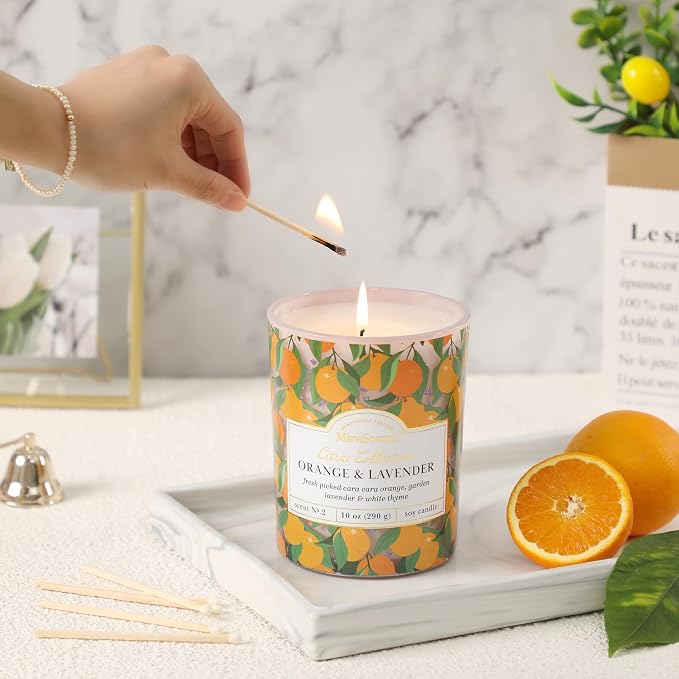 Citrus Candle - Orange & Lavender Scented Candles - Summer Candles for Home & Kitchen,Soy Wax Scented Candle,10oz