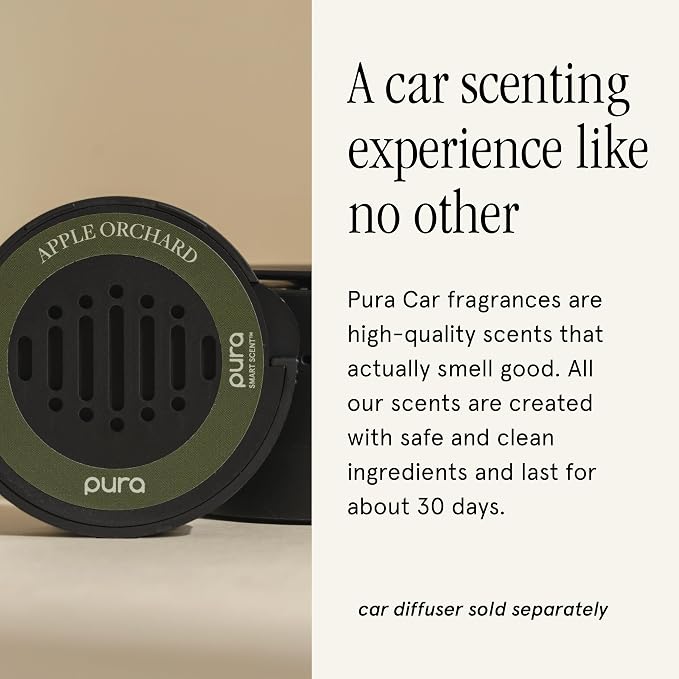 Pura Car Scent Refill - Fragrance for Pura Car Diffuser - Clean & Safe Luxury Diffuser Scent - Long-Lasting Fragrance for 30 Days of Aroma - Apple Orchard
