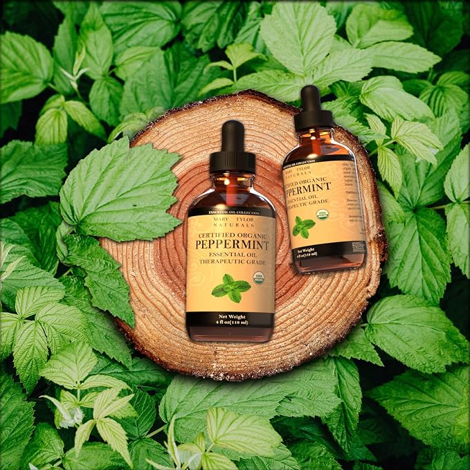 Organic Peppermint Essential Oil 4 oz, USDA Certified Mentha Piperita, Perfect for Aromatherapy, Diffuser, DIY by Mary Tylor Naturals