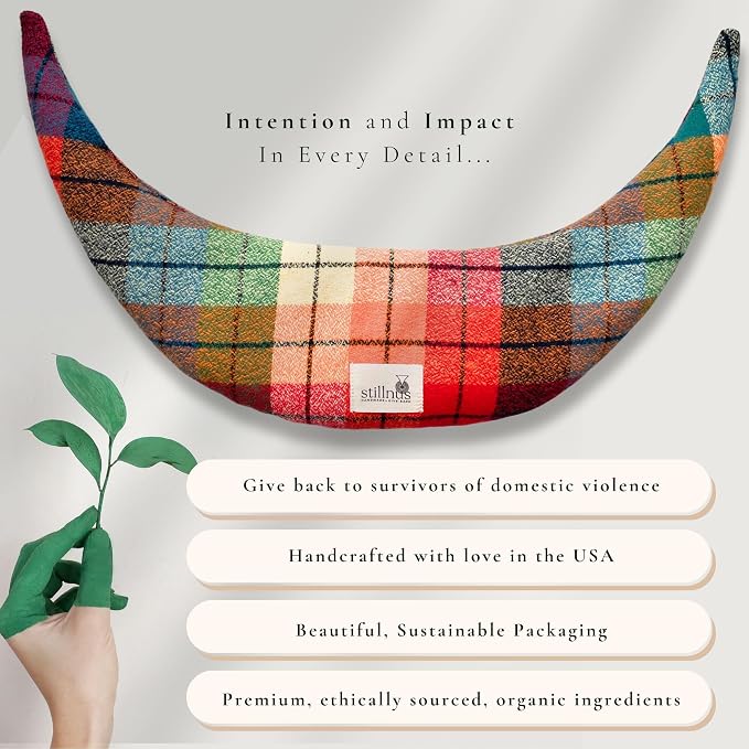 Stillnus Moon Comfort Pillow – Rainbow Tartan – Organic Lavender & Flax Seed Hot & Cold Therapy Wrap for Cramps, Anxiety, Neck Tension – Gift for Teens, Moms & Wellness Rituals