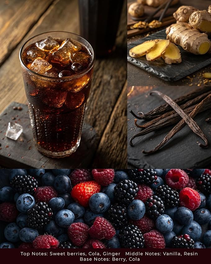 Sparkling Cola Scented Candles - 100% Natural Soy Wax - Large 3 Wick Jar Candle - Up to 50 Hours Burning Time - Candles for Home - Gift-Ready Candle for Men & Women - Aromatherapy