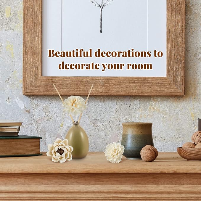 Waydress 15 Pcs Mixed Reed Diffuser Sticks Flowers, Wood Flower Diffuser Reeds Refill with Rope, Sola Reed Diffusers Set for Bathroom, Bedroom, Home Decor(1.57-3.35 Inches,Cute)