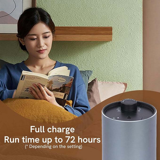 BlueHills Waterless Essential Oil Diffuser, Cordless USB Rechargeable Aromatherapy Diffuser for Home Car Office Hotel Travel – J07 Silver Gray