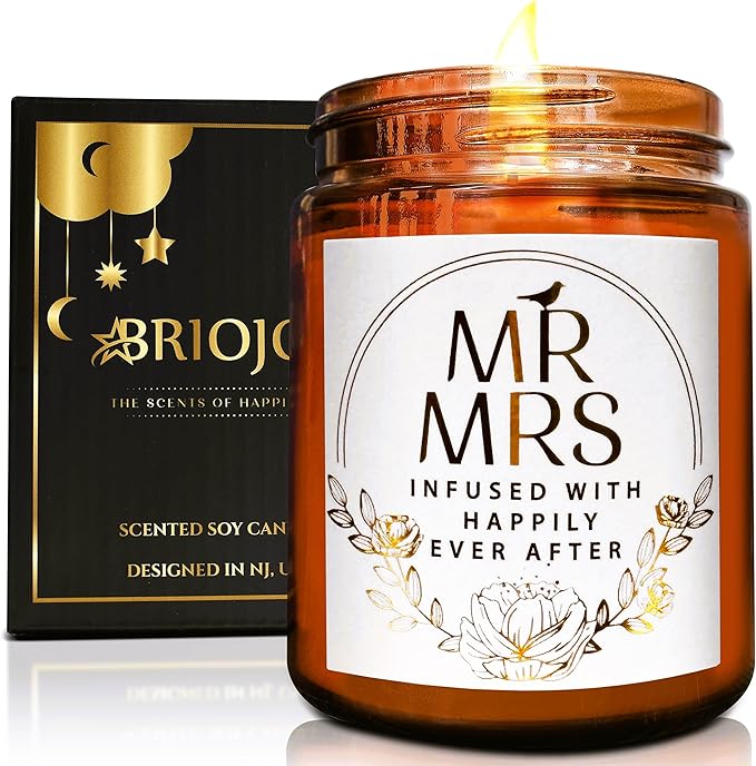 Mr and Mrs Scented Candle - Wedding Gifts for Bride, Groom - Engagement Gift for Her, Bride to Be - Gifts for Bridal Shower, Newlywed, Married Couples Anniversary Valentines Gift for Women Men