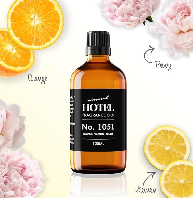 AirScent Citrus Zest Hotel Diffuser Oil No. 1051 - Orange Lemon Peony - Premium Fragrance Oil for Ultrasonic and Waterless Diffusers and Crafting - 120 mL, 4 fl oz Glass Dropper Bottle